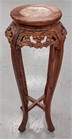 Wood pedestal  plant stand with marble Top, 3'