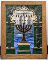 Stained Glass Menorah for Jewish Sabbath,