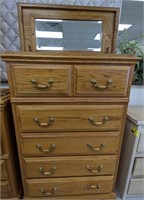 Wooden 5 Drawer Dresser with Built-in Jewelry