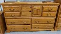 Wooden 10 Drawer Dresser, damage as