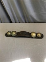 Set of 4 Brass Sleight Bells on Leather
