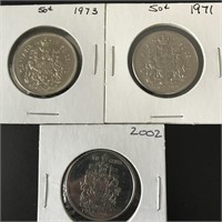 3X 50c Coins Canada