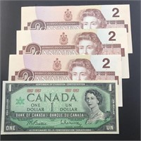 Canada $1 & $2 Banknotes