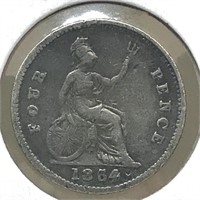 1856 4 Pence Britain SILVER