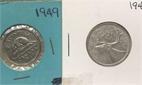 1949 5c & 25c Canada