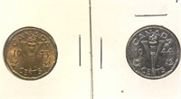 1943 & 1944 V nickels Canadian 5c