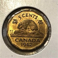 1942 Wartime Tombac 5c Canada