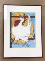 Chicken Artwork in Red Frame