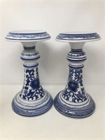 Blue and White Porcelain Candle Holders