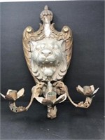 Lions Head Wall Sconce with Candle Holders