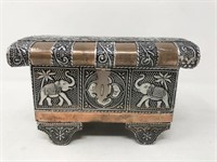 Silver Toned Jewelry Box with Cooper Accents