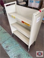 Cart. metal shelving, with casters 31W, 13 D,