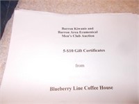(5) $10 Gift Certificates From Blueberry Line