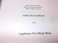 (1) $100 Gift Certificate From Appliance Pro