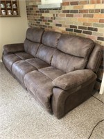 90" DOUBLE ELECTRIC RECLINING OVER STUFFED BROWN