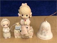 PRECIOUS MOMENTS LIGHT UP FIGURINE AND A HANGING