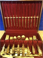 HUGE 86 PIECE HAMPTON FORGE GOLD PLATED