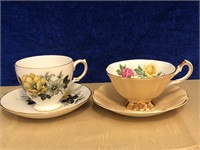 PAIR OF QUEEN ANNE BONE CHINA TEACUP AND SAUCER