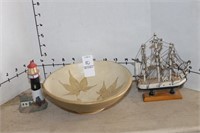 WOODEN SAIL BOAT AND OTHER
