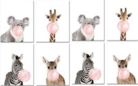 8PCS KIDS WALL ART ANIMAL CANVAS DÉCOR