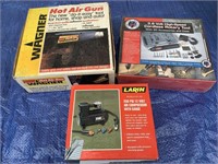 GROUP OF TOOLS IN BOX WAGNER HOT AIR GUN / LARIN