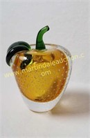 Art Glass - Controlled Bubble Apple Paperweight,