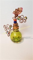 Art Glass Perfume Bottle - Copper & Agate