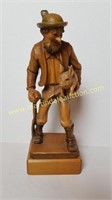 R Rei Carved Figurine - Man with Cane & Piglet