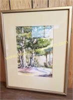 Watercolor Painting - Unsigned, Landscape, Cranes