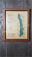 TORCH LAKE Wooden Framed Map