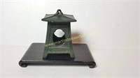 Ceramic Pagoda and Wooden Base Candle Holder