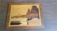 A MOUNTAIN LAKE Wooden Parquetry Art