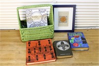 Group of books and basket