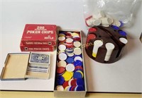 Vintage Poker Chip Caddy, Chips & Cards