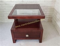 Wood & Glass Top End Table - Modern Style