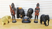 Lot of carved African figures and more