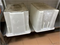 2 Large Plastic Food Implements Storage Bins