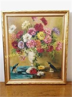 Vintage Gladys Ray Painting On Canvas - Floral
