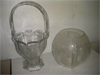 2 Pieces Wilcut/Crystal Basket Vase