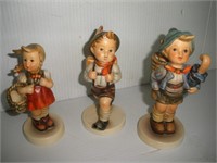3 Hummel Figures, 6 in., Girl With Basket,