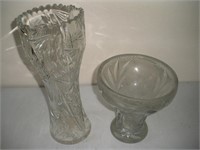 2 Crystal Vases, Tallest 14 inches