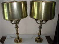 Pair Brass Lamps, 28 inches Tall