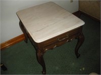 TWC Marble Top Side Table, 27x21x22