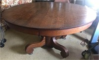Antique Tiger Oak 42" dining table 1900s EXC cond