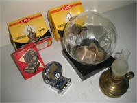Globe Calendar, 3 Small Decorative Oil Lamps,