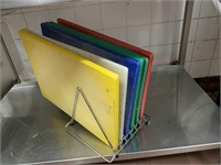 6 Assorted Cutting Boards & Rack