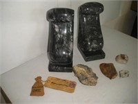 Marble Bookends, Rocks and Gold Ore