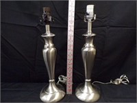 2 SILVER METAL LAMPS 18" TALL