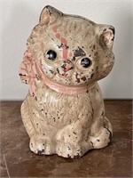 Vintage cast iron cat coin bank