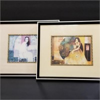 2 Modern Framed Prints 16" x 14" Each